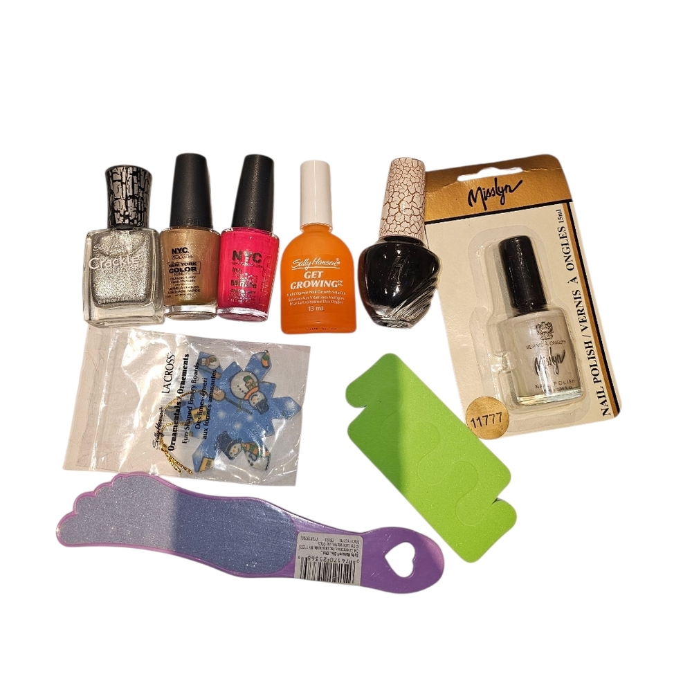 Assorted Nail Polish Lot 6 Pcs With Files, Toe Seperator Remover Pad